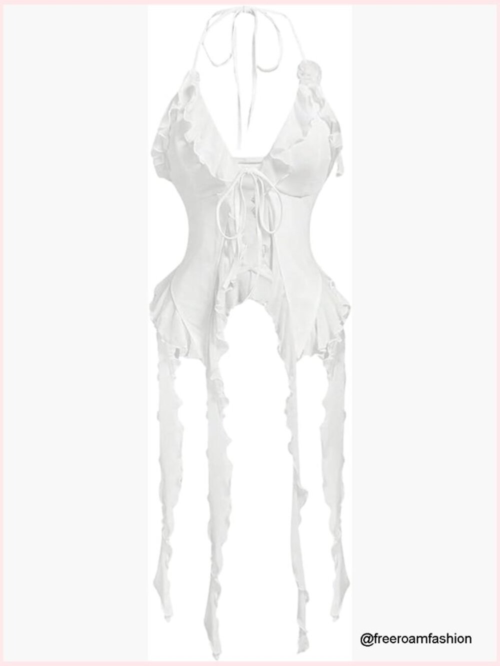 Women's 3D Flower Tie Front Halter Top Backless Cami